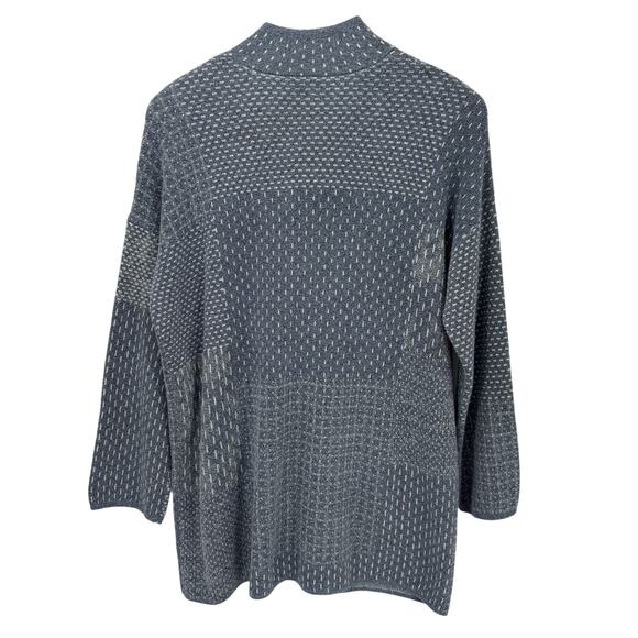 J Jill Sweater Womens Petite Medium Mp Blue Snap Top Open Bottom Cardigan Knit - Picture 3 of 10